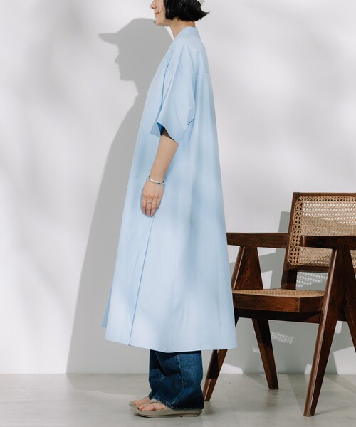 FREAK'S STORE（フリークスストア）の「マオカラー ショートスリーブフレアワンピース（シャツワンピース・レディース・ブラック/ブルー/ホワイト/ベージュ・ﾌﾘ-）」の12枚目の写真