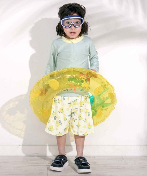 SLAP SLIP（スラップスリップ）の「【お揃い】はたらくくるまうみのいきものフルーツ総柄パンツ型スイムウェア(90~130cm)（水着・キッズ・ホワイト系その他2/イエロー系その他/ブルー系その他・90cm/100cm/110cm/120cm/130cm）」の9枚目の写真