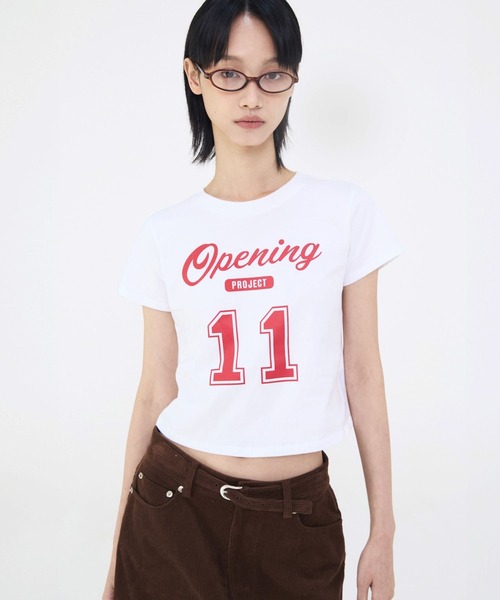 Opening Project（オープニングプロジェクト）の「Opening Project／クロップド11TEE（Tシャツ/カットソー・レディース・ホワイト/ネイビー・SMALL/MEDIUM）」の5枚目の写真