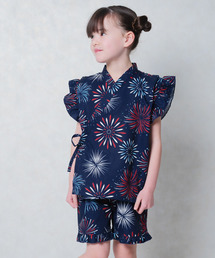 ZI-ON（ジーオン）の「キッズ フリル ガールズ 甚平 ICEFABRIC 綿タッチ（浴衣）」