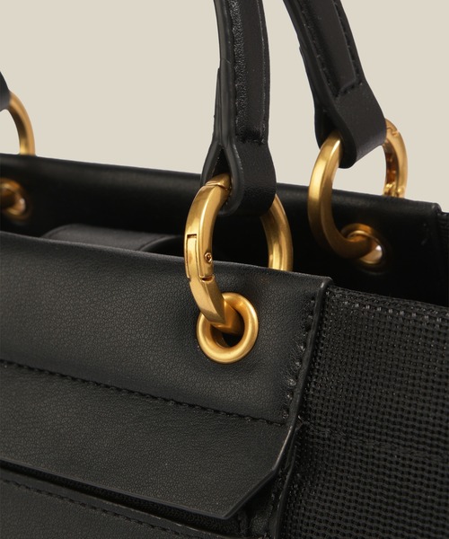 ROPE'（ロペ）の「チュールメッシュ2WAYミニバッグ（ハンドバッグ・レディース・ブラック/オリーブ・FREE）」の6枚目の写真