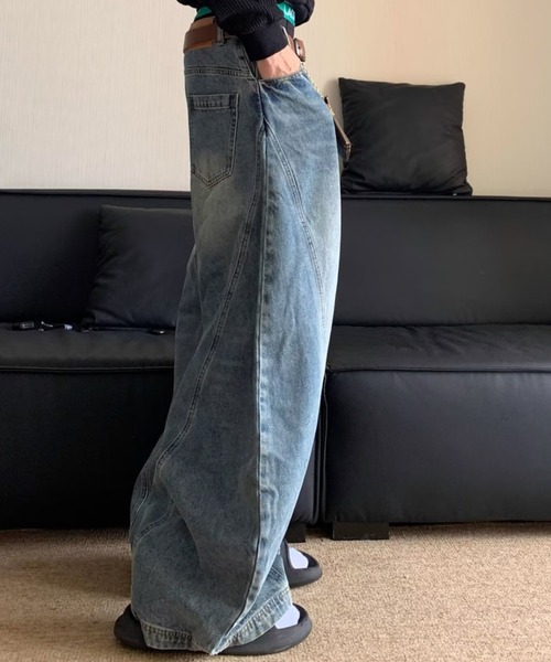 link lot（リンクロット）の「ヴィンテージライク ウォッシュ バルーン ワイドデニムパンツ（デニムパンツ・メンズ・ブルー・L/M）」の2枚目の写真