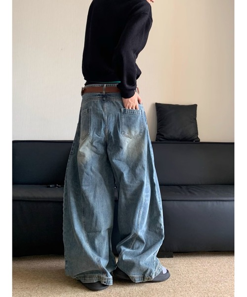 link lot（リンクロット）の「ヴィンテージライク ウォッシュ バルーン ワイドデニムパンツ（デニムパンツ・メンズ・ブルー・L/M）」の3枚目の写真