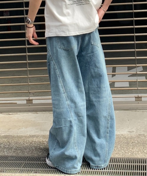 link lot（リンクロット）の「ヴィンテージライク ウォッシュ バルーン ワイドデニムパンツ（デニムパンツ・メンズ・ブルー・L/M）」の5枚目の写真