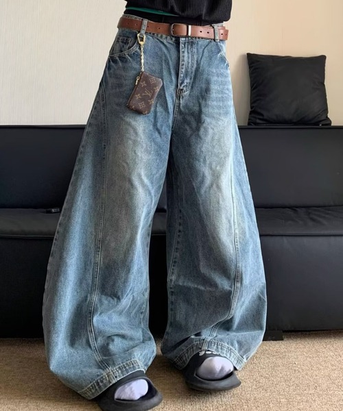 link lot（リンクロット）の「ヴィンテージライク ウォッシュ バルーン ワイドデニムパンツ（デニムパンツ・メンズ・ブルー・L/M）」の6枚目の写真