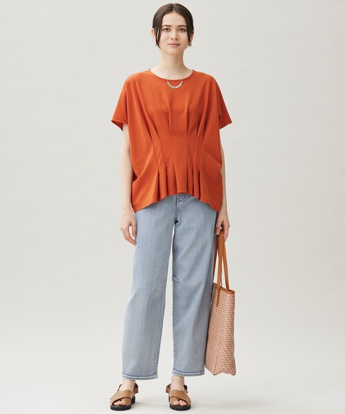 自由区(ジユウク)の「ハイカウントモクロディ トップス(Tシャツ/カットソー・レディース・ダルブルー系/ブラック系/レッド系/アイボリー系・38)」の5枚目の写真