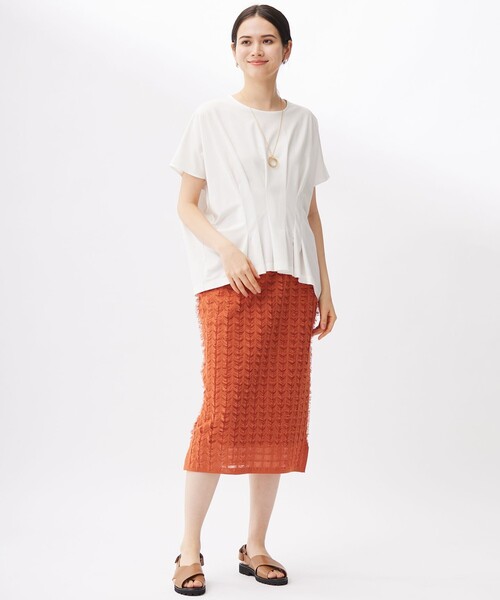自由区(ジユウク)の「ハイカウントモクロディ トップス(Tシャツ/カットソー・レディース・ダルブルー系/ブラック系/レッド系/アイボリー系・38)」の6枚目の写真