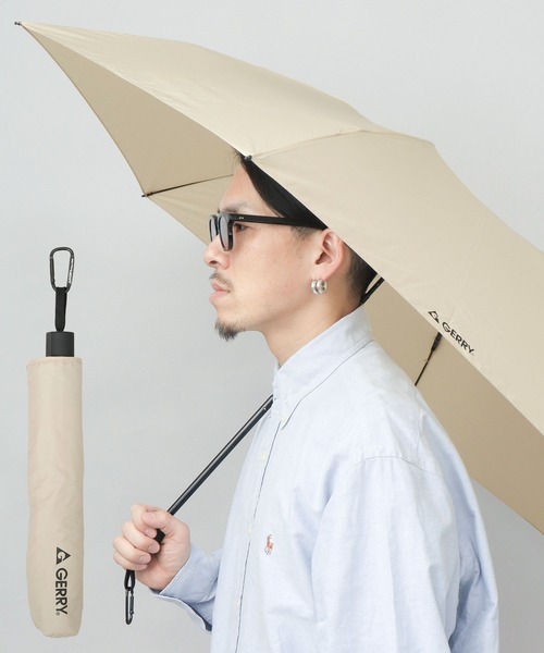 超撥水 軽量・スリム スマート メンズ折傘 大きめサイズ 58cm カラビナ