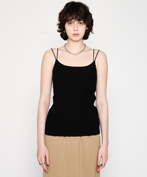 cloenc（クロエンス）の「【カップ付き】リブテレコキャミソール（タンクトップ・レディース・ナチュラル/ホワイト/ブラック・02）」の3枚目の写真