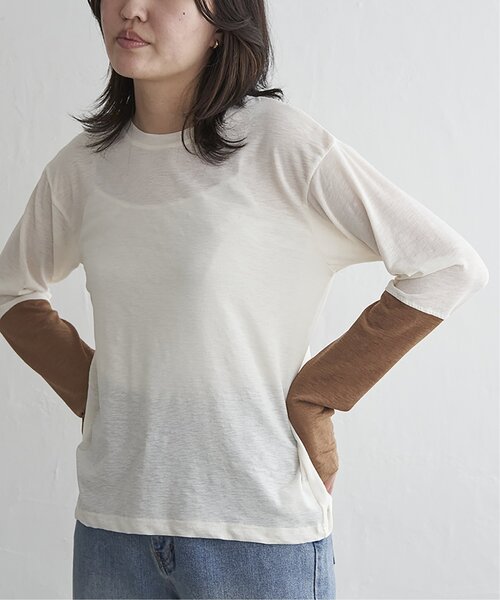 VENCEEXCHANGE(ヴァンスエクスチェンジ)の「梨地袖配色トップス(Tシャツ/カットソー・レディース・ライトグレー/ブラック/オフホワイト・FREE)」の20枚目の写真