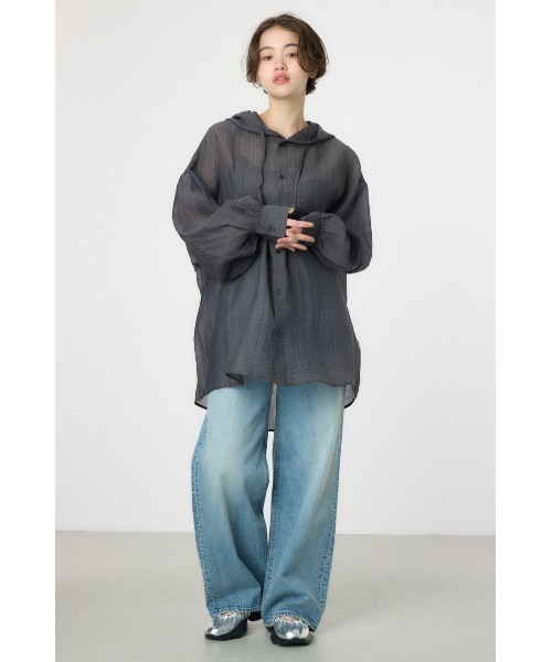 RODEO CROWNS WIDE BOWL（ロデオクラウンズワイドボウル）の「ワッシャーフーディーシャツ（シャツ/ブラウス・レディース・ブラック/カーキ/オフホワイト/オレンジ系その他・FREE）」の17枚目の写真