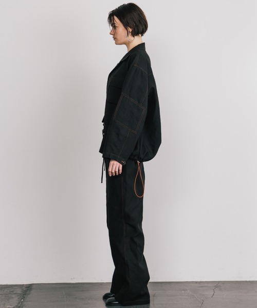 CREDONA（クレドナ）の「TENCEL STITCH PANTS/テンセルステッチパンツ（その他パンツ・レディース・ブラック/アイボリー・1/0）」の8枚目の写真