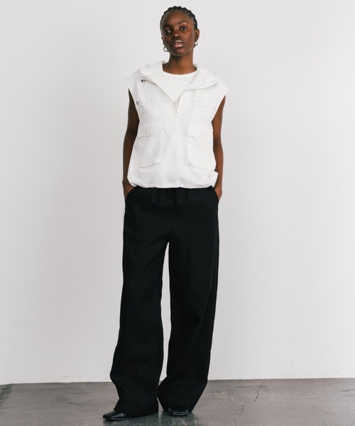 CREDONA（クレドナ）の「TENCEL STITCH PANTS/テンセルステッチパンツ（その他パンツ・レディース・ブラック/アイボリー・1/0）」の6枚目の写真