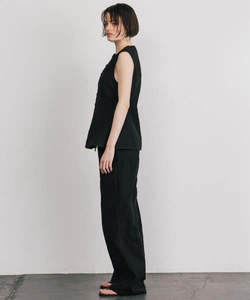 CREDONA（クレドナ）の「TENCEL STITCH PANTS/テンセルステッチパンツ（その他パンツ・レディース・ブラック/アイボリー・1/0）」の18枚目の写真