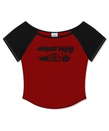 『mahagrid/マハグリッド』 OFF SHOULDER RAGLAN TEE /オフショルダー ラグラン 半袖Tシャツ