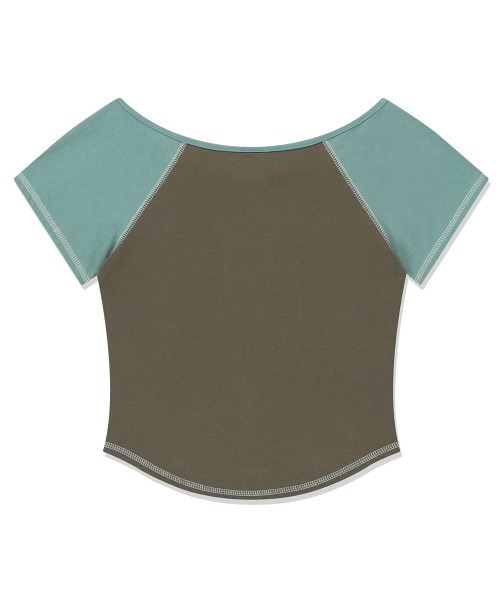 MAHAGRID(マハグリッド)の「『mahagrid/マハグリッド』 OFF SHOULDER RAGLAN TEE /オフショルダー ラグラン 半袖Tシャツ(Tシャツ/カットソー・レディース・カーキ/レッド・FREE)」の12枚目の写真
