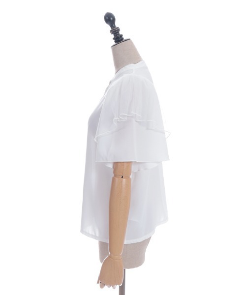 axes femme POETIQUE(アクシーズファムポエティック)の「フリル袖半袖ブラウス(シャツ/ブラウス・レディース・ブルーグリーン/ホワイト/ブラック・MEDIUM)」の8枚目の写真