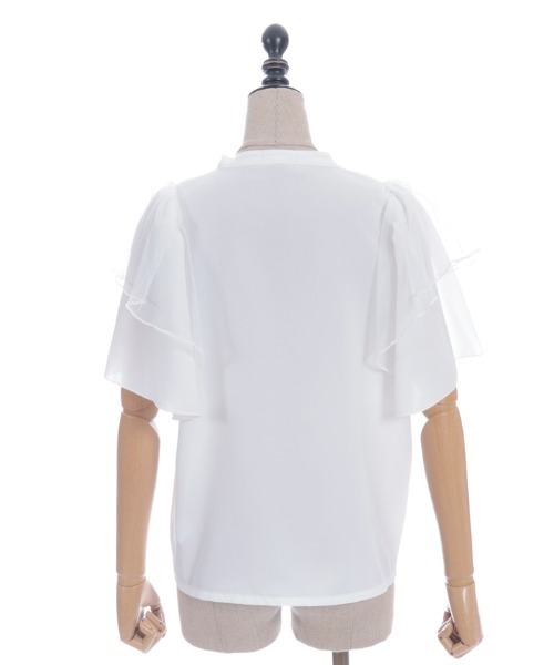 axes femme POETIQUE(アクシーズファムポエティック)の「フリル袖半袖ブラウス(シャツ/ブラウス・レディース・ブルーグリーン/ホワイト/ブラック・MEDIUM)」の12枚目の写真