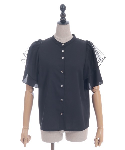 axes femme POETIQUE(アクシーズファムポエティック)の「フリル袖半袖ブラウス(シャツ/ブラウス・レディース・ブルーグリーン/ホワイト/ブラック・MEDIUM)」の14枚目の写真