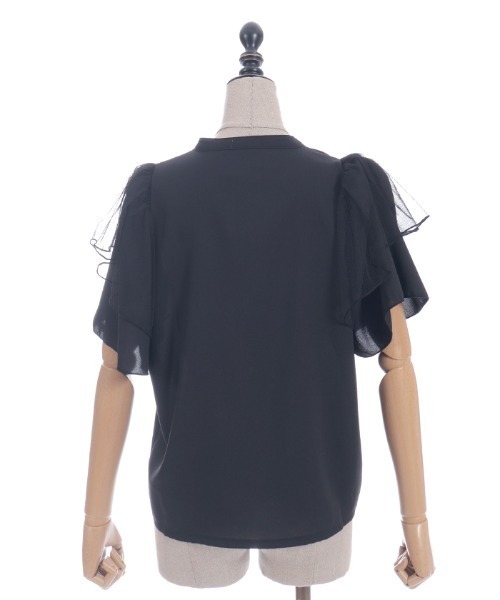 axes femme POETIQUE(アクシーズファムポエティック)の「フリル袖半袖ブラウス(シャツ/ブラウス・レディース・ブルーグリーン/ホワイト/ブラック・MEDIUM)」の16枚目の写真