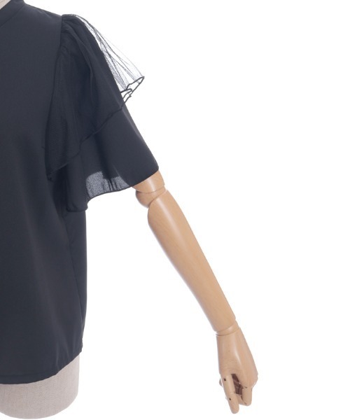 axes femme POETIQUE(アクシーズファムポエティック)の「フリル袖半袖ブラウス(シャツ/ブラウス・レディース・ブルーグリーン/ホワイト/ブラック・MEDIUM)」の19枚目の写真