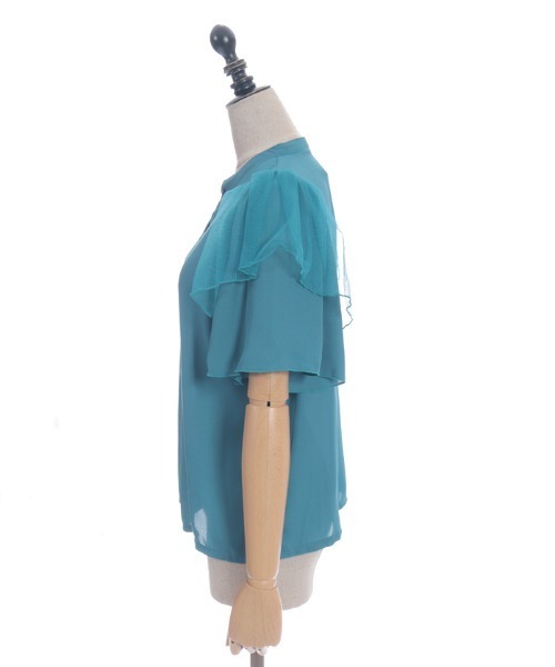 axes femme POETIQUE(アクシーズファムポエティック)の「フリル袖半袖ブラウス(シャツ/ブラウス・レディース・ブルーグリーン/ホワイト/ブラック・MEDIUM)」の21枚目の写真