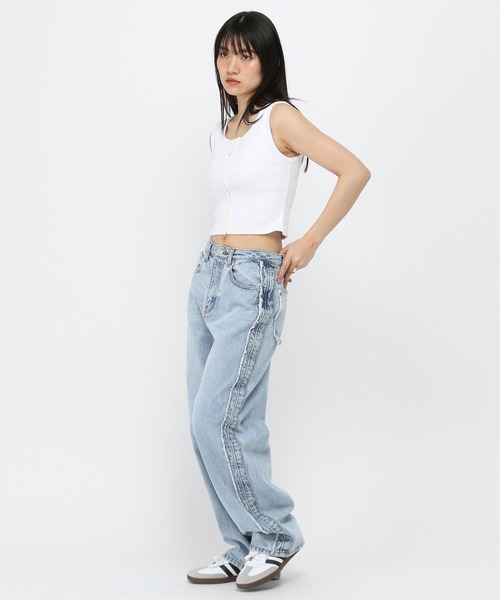 3.3 Field Trip (3.3フィールドトリップ)の「3.3 Field Trip/ファスナーデザインタンク(Tシャツ/カットソー・レディース・ホワイト/ブラック・FREE)」の17枚目の写真