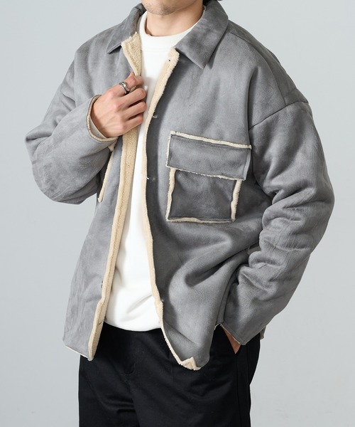 MAISON CLUB(メゾンクラブ)の「【MAISON CLUB】フェイクムートン裏ボアCPOシャツ MZJ(シャツ/ブラウス・メンズ・ブラウン/グレー・M/LL/L)」の5枚目の写真
