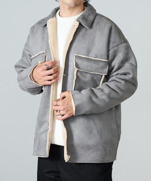 MAISON CLUB(メゾンクラブ)の「【MAISON CLUB】フェイクムートン裏ボアCPOシャツ MZJ(シャツ/ブラウス・メンズ・ブラウン/グレー・M/LL/L)」の6枚目の写真