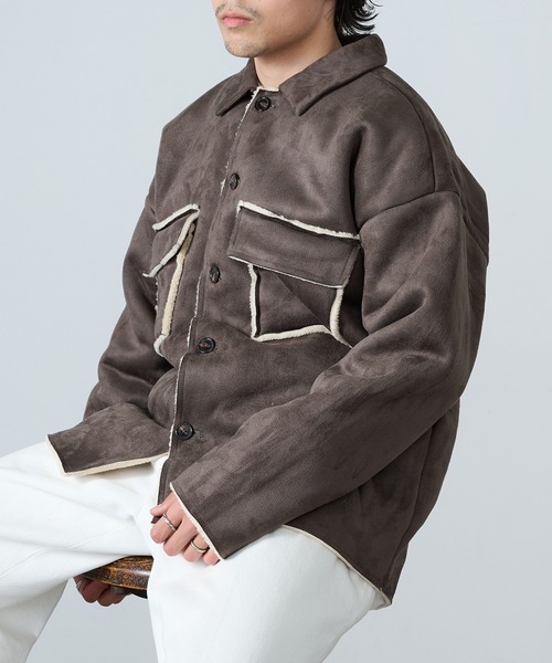 MAISON CLUB(メゾンクラブ)の「【MAISON CLUB】フェイクムートン裏ボアCPOシャツ MZJ(シャツ/ブラウス・メンズ・ブラウン/グレー・M/LL/L)」の15枚目の写真