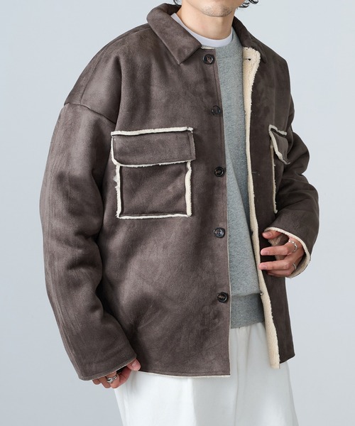 MAISON CLUB(メゾンクラブ)の「【MAISON CLUB】フェイクムートン裏ボアCPOシャツ MZJ(シャツ/ブラウス・メンズ・ブラウン/グレー・M/LL/L)」の18枚目の写真