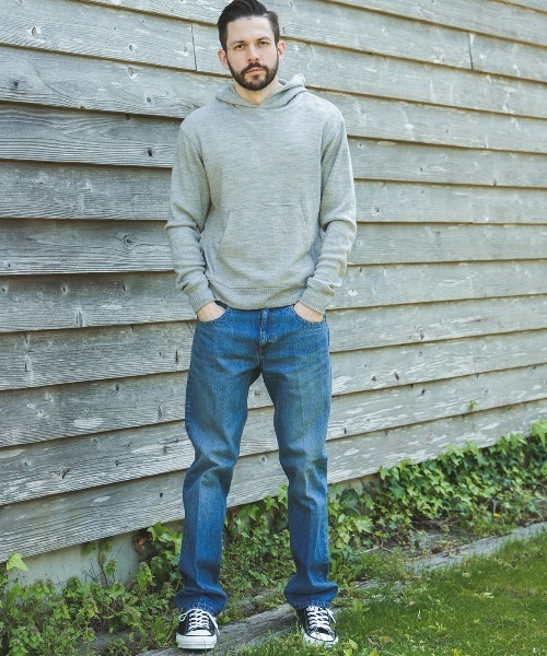 MR.OLIVE（ミスターオリーブ）の「BULKY SMOOTH KNIT / KANGAROO POCKET HOODY（パーカー・メンズ・杢グレー/ブラック・MEDIUM/LARGE）」の11枚目の写真