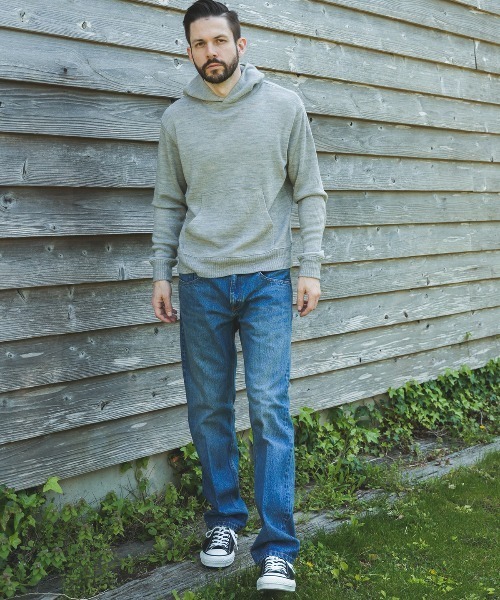 MR.OLIVE（ミスターオリーブ）の「BULKY SMOOTH KNIT / KANGAROO POCKET HOODY（パーカー・メンズ・杢グレー/ブラック・MEDIUM/LARGE）」の9枚目の写真