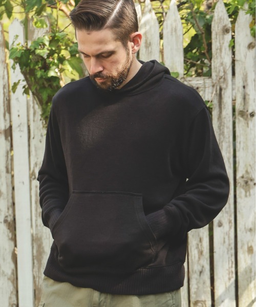 MR.OLIVE（ミスターオリーブ）の「BULKY SMOOTH KNIT / KANGAROO POCKET HOODY（パーカー・メンズ・杢グレー/ブラック・MEDIUM/LARGE）」の8枚目の写真