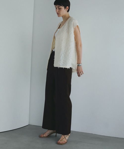 MANOF(マノフ)の「FRINGE OPEN BLOUSE(シャツ/ブラウス・レディース・アイボリー/ブラック・FREE)」の8枚目の写真