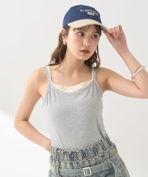 earth music&ecology（アースミュージックアンドエコロジー）の「レイヤードキャミソール（キャミソール・レディース・グレー/アイボリー・M/S）」の7枚目の写真