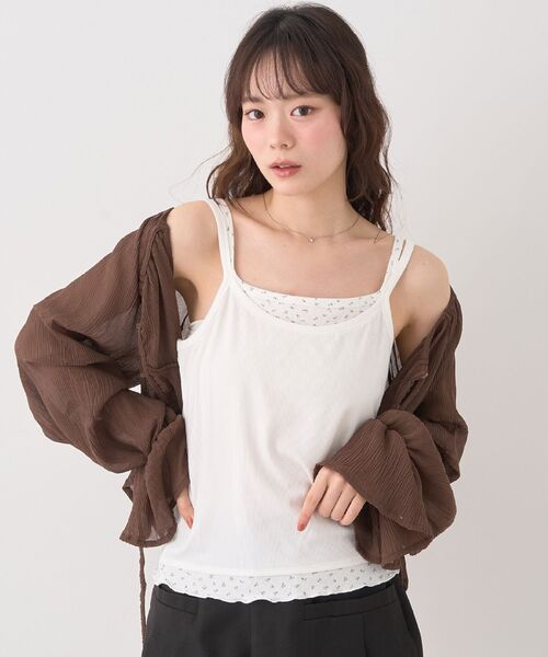 earth music&ecology（アースミュージックアンドエコロジー）の「レイヤードキャミソール（キャミソール・レディース・グレー/アイボリー・M/S）」の8枚目の写真