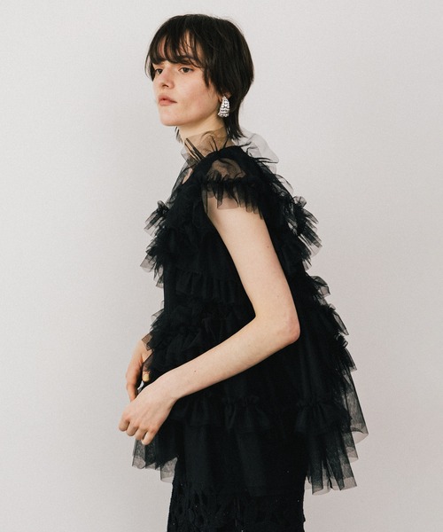 LA BELLE ETUDE（ラベルエチュード）の「ボリュームチュール×カットソーデザインチュニック（Tシャツ/カットソー・レディース・ホワイト/ブラック/カーキ・FREE）」の20枚目の写真