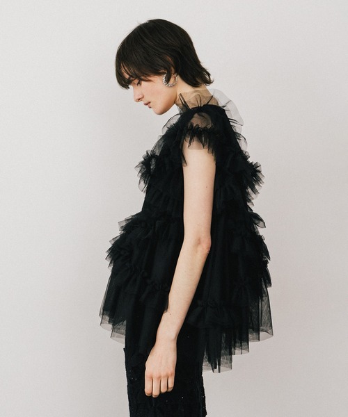 LA BELLE ETUDE（ラベルエチュード）の「ボリュームチュール×カットソーデザインチュニック（Tシャツ/カットソー・レディース・ホワイト/ブラック/カーキ・FREE）」の19枚目の写真