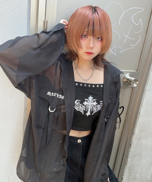 REFLEM（レフレム）の「『REFLEM/レフレム』カーゴポケット付きシアーシャツ（シャツ/ブラウス・レディース・A/ブラック・FREE）」の18枚目の写真