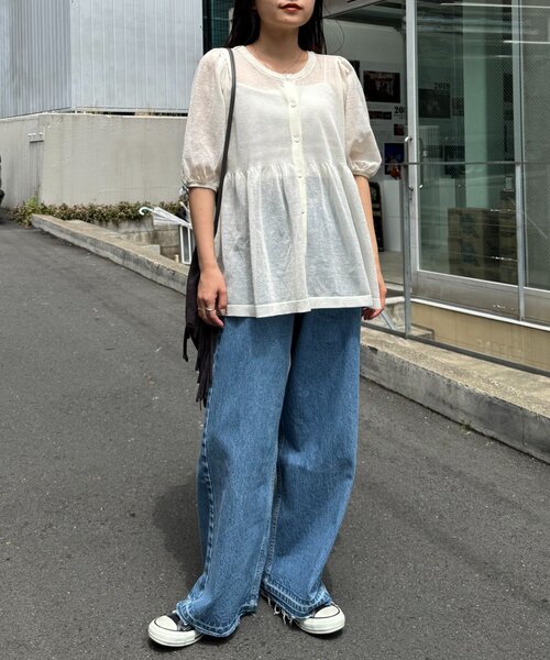 ニット セーター 「willow」2WAYシアーペプラムパフスリーブニット レディース セール】【willow】2WAYシアーペプラムパフスリーブニット