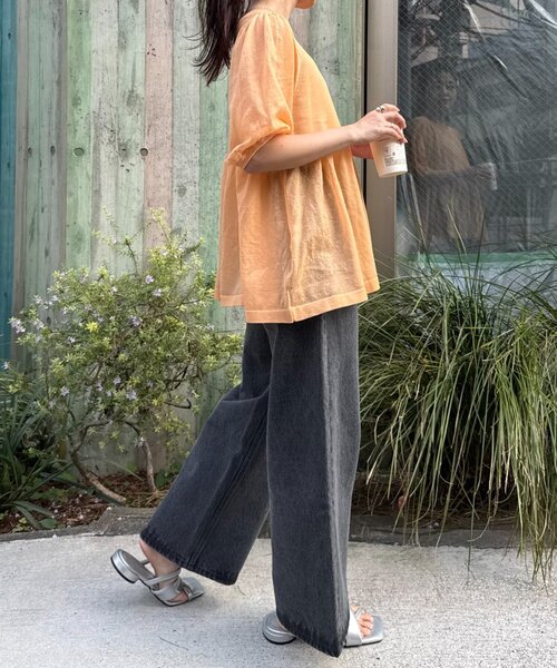 WILLOW（ウィロー）の「【willow】2WAYシアーペプラムパフスリーブニット（ニット/セーター・レディース・オフホワイト/ブラック/オレンジ・ONE SIZE）」の21枚目の写真