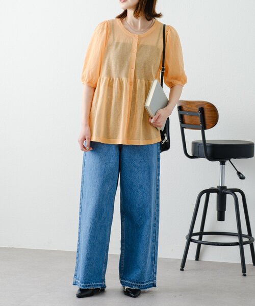ニット セーター 「willow」2WAYシアーペプラムパフスリーブニット レディース セール】【willow】2WAYシアーペプラムパフスリーブニット