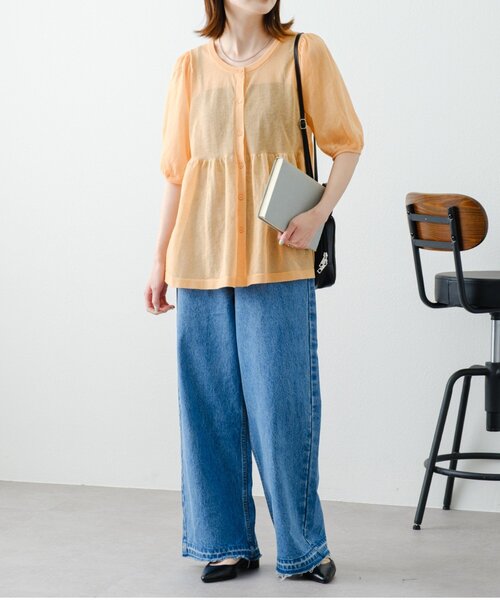 WILLOW（ウィロー）の「【willow】2WAYシアーペプラムパフスリーブニット（ニット/セーター・レディース・オフホワイト/ブラック/オレンジ・ONE SIZE）」の15枚目の写真