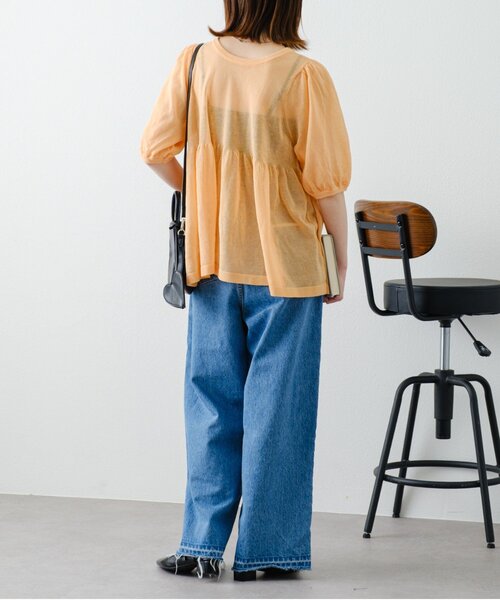 WILLOW（ウィロー）の「【willow】2WAYシアーペプラムパフスリーブニット（ニット/セーター・レディース・オフホワイト/ブラック/オレンジ・ONE SIZE）」の13枚目の写真