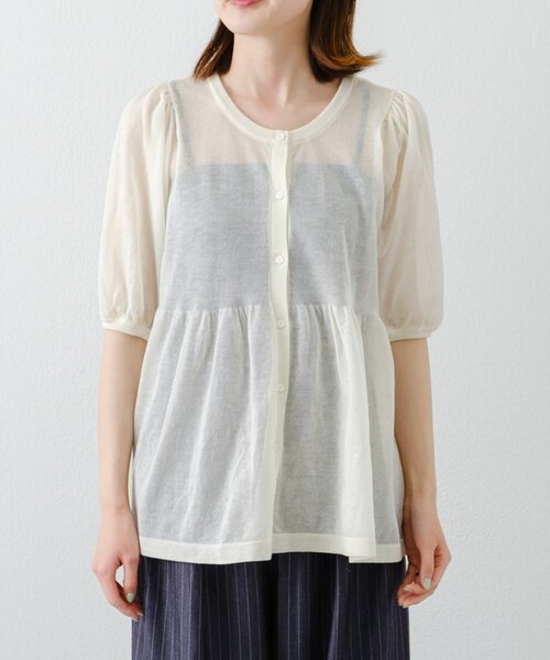 ニット セーター 「willow」2WAYシアーペプラムパフスリーブニット レディース セール】【willow】2WAYシアーペプラムパフスリーブニット