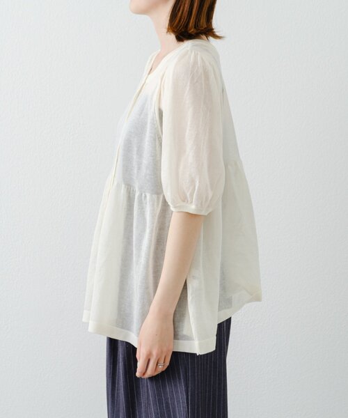 WILLOW（ウィロー）の「【willow】2WAYシアーペプラムパフスリーブニット（ニット/セーター・レディース・オフホワイト/ブラック/オレンジ・ONE SIZE）」の10枚目の写真