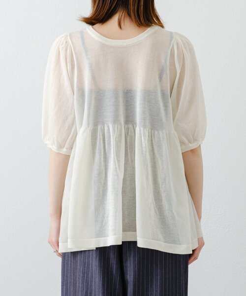 WILLOW（ウィロー）の「【willow】2WAYシアーペプラムパフスリーブニット（ニット/セーター・レディース・オフホワイト/ブラック/オレンジ・ONE SIZE）」の9枚目の写真