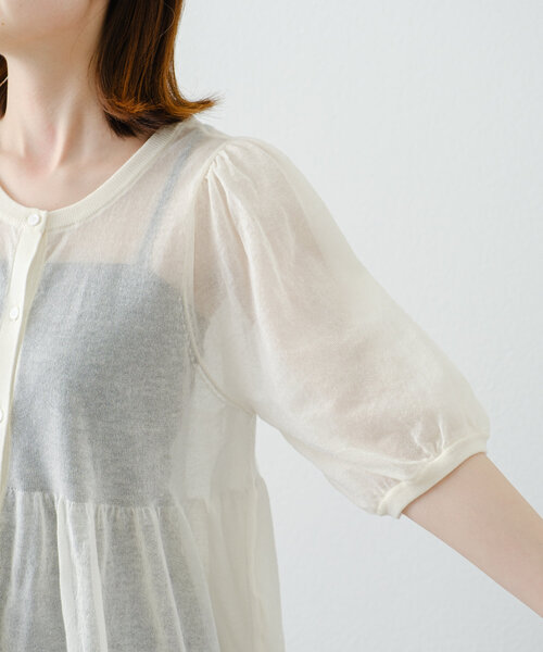 WILLOW（ウィロー）の「【willow】2WAYシアーペプラムパフスリーブニット（ニット/セーター・レディース・オフホワイト/ブラック/オレンジ・ONE SIZE）」の6枚目の写真