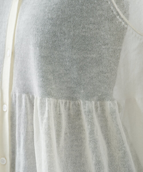 WILLOW（ウィロー）の「【willow】2WAYシアーペプラムパフスリーブニット（ニット/セーター・レディース・オフホワイト/ブラック/オレンジ・ONE SIZE）」の4枚目の写真